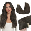 Tape-In Hair Extensions Human Hair 18" 20pcs #1C Mocha Brown