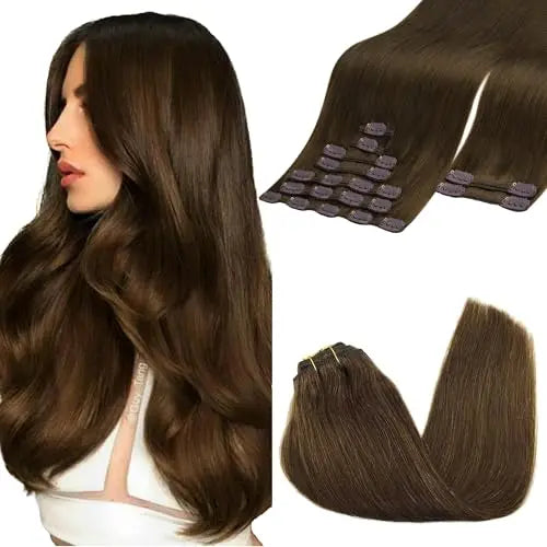 Clip-In Hair Extensions Real Human Hair, Remy Human Hair Extensions Clip ins for Women, Natural Human Hair, 22inch 150g 9Pcs,