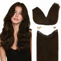Wire Hair Extensions Human Hair, Adjustable Fish Line Hairpiece