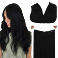 Wire Hair Extensions Human Hair, Adjustable Fish Line Hairpiece