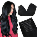 Clip-In Hair Extensions Real Human Hair, Remy Human Hair Extensions Clip ins for Women, Natural Human Hair, 14inch 130g 9 Pcs