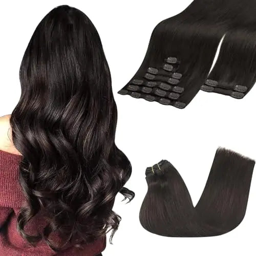 Clip-In Hair Extensions Real Human Hair, Remy Human Hair Extensions Clip ins for Women, Natural Human Hair, 22inch 150g 9Pcs,