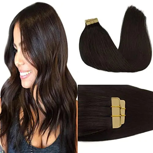 Tape-In Hair Extensions Human Hair 22" 20pcs #2 Dark Brown