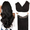 Wire Hair Extensions Human Hair, Adjustable Fish Line Hairpiece