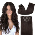 Clip-In Hair Extensions Real Human Hair, Remy Human Hair Extensions Clip ins for Women, Natural Human Hair, 14inch 120g 7Pcs,