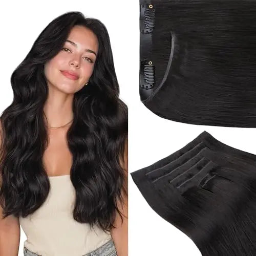 Genius Clip-In Hair Extensions Real Human Hair, Comfortable Soft PU