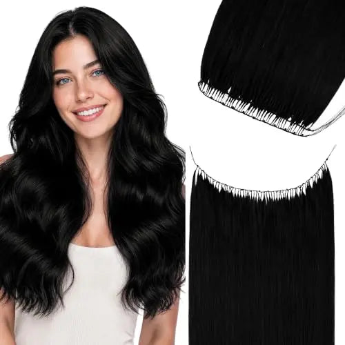 Feather Weft Hair Extensions Human Hair with Pre-attached Beads