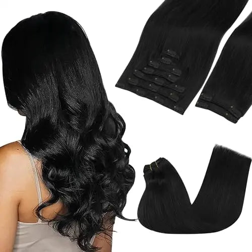 Clip-In Hair Extensions Real Human Hair, Remy Human Hair Extensions Clip ins for Women, Natural Human Hair, 16inch 150g 9Pcs,