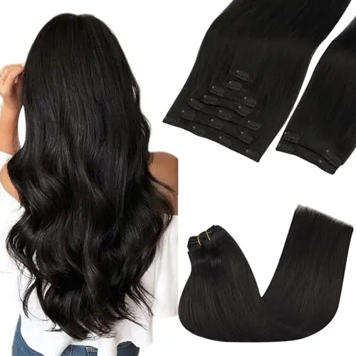 Clip-In Hair Extensions Real Human Hair, Remy Human Hair Extensions Clip ins for Women, Natural Human Hair, 20inch 150g 9Pcs,