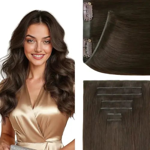 Genius Clip-In Hair Extensions Real Human Hair, Comfortable Soft PU