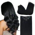 Clip-In Hair Extensions Real Human Hair Black Remy Extensions