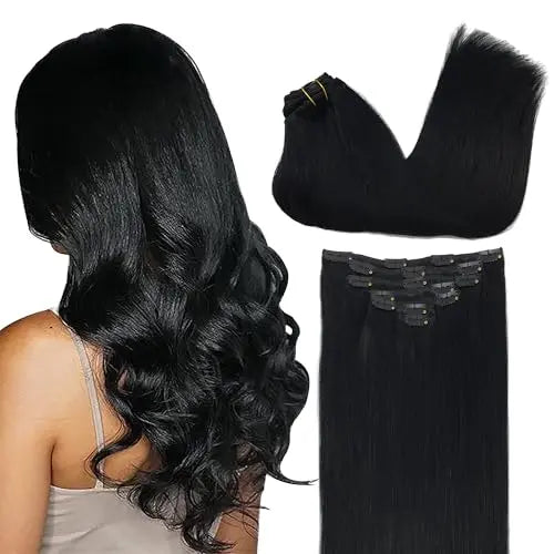 Clip-In Hair Extensions Real Human Hair, Remy Human Hair Extensions Clip ins for Women, Natural Human Hair, 24inch 170g 7 Pcs
