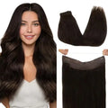 Wire Hair Extensions Human Hair, Adjustable Fish Line Hairpiece