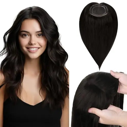 Human Hair Toppers for Women, Hairpiece for Thinning Hair, No Bangs Clip-In Hair Pieces, 6 * 6 inch Mono Top Base, Invisible 