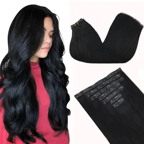 Clip-In Hair Extensions Real Human Hair, Remy Human Hair Extensions Clip ins for Women, Natural Human Hair, 24inch 160g 7 Pcs
