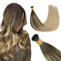 I Tip Hair Extensions Real Human Hair, 16inch 50g 100S, Cold Fusion I Tip Hair Extensions, Invisible Remy Hair Extensions, 4/
