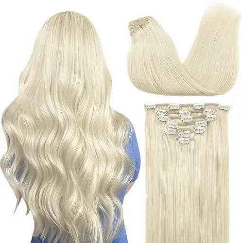Clip-In Hair Extensions Real Human Hair, Remy Human Hair Extensions Clip ins for Women, Natural Human Hair, 22inch 120g 7Pcs,