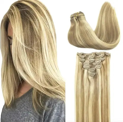 Clip-In Hair Extensions Real Human Hair Brown Remy Extensions