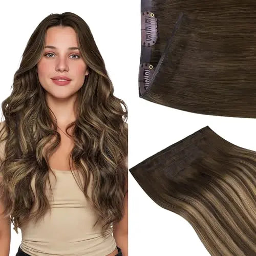 Genius Clip-In Hair Extensions Real Human Hair, Comfortable Soft PU