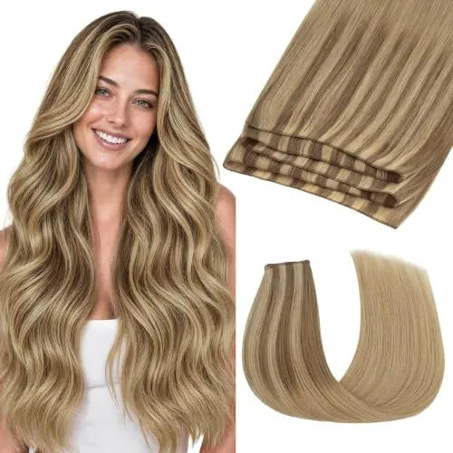 Genius Weft Hair Extensions Human Hair Invisible Blend Flat Weft