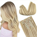 Clip-In Hair Extensions Real Human Hair, Remy Human Hair Extensions Clip ins for Women, Natural Human Hair, 14inch 130g 9Pcs,