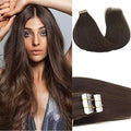 Tape-In Hair Extensions Human Hair 18" 20pcs #4A Chocolate Brown