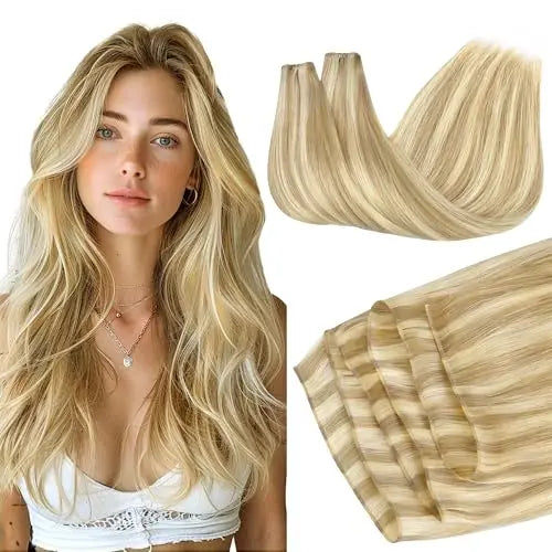 Genius Weft Hair Extensions Human Hair Invisible Blend Flat Weft
