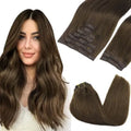 Clip-In Hair Extensions Real Human Hair Brown Remy Extensions