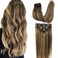 Clip-In Hair Extensions Real Human Hair, Remy Human Hair Extensions Clip ins for Women, Natural Human Hair, 12inch 85g 7Pcs, 