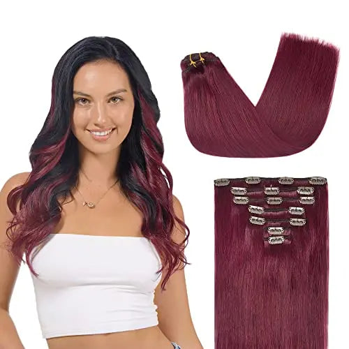 Clip-In Hair Extensions Real Human Hair, Remy Human Hair Extensions Clip ins for Women, Natural Human Hair, 16inch 120g 7Pcs,