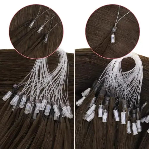 Invisible Microlink Bead Hair Extensions and Microlink Hair Extensions for Women Daily Wear, #4A Chocolate Brown 18In