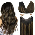 Wire Hair Extensions Human Hair, Adjustable Fish Line Hairpiece