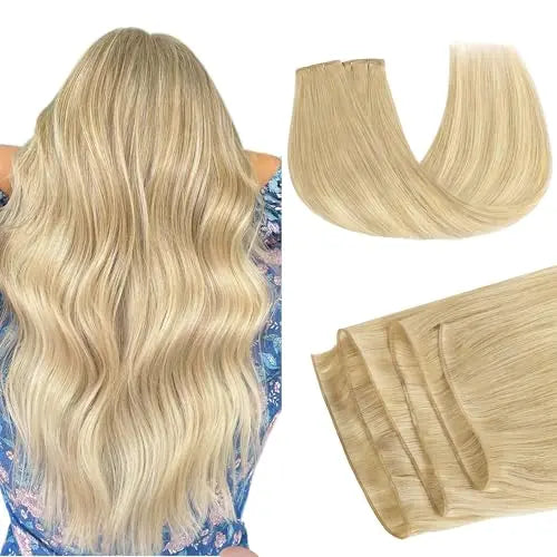 Genius Weft Hair Extensions Human Hair Invisible Blend Flat Weft