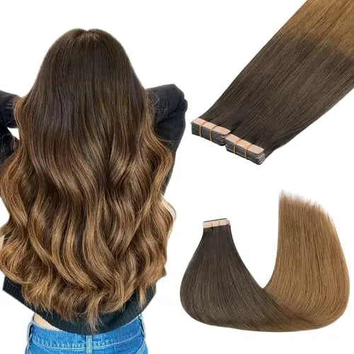 Tape-In Hair Extensions Human Hair 24" 100g 40pcs #1D/2C/4E