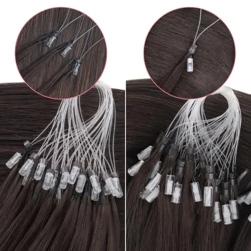 Invisible Microlink Bead Hair Extensions and Microlink Hair Extensions for Women Daily Wear, #2 Dark Brown 18In