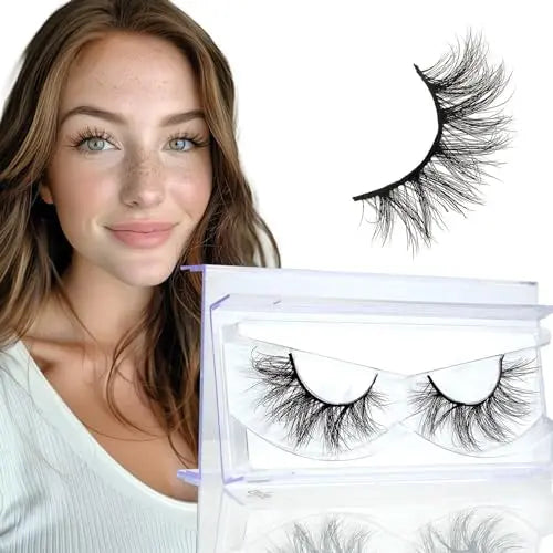 Mink Eyelashes False Lashes, Fake Eyelashes 10mm-17mm Lashes Natural Look Siberian Mink Fur Eye Lashes Hand Made 3D Mink Eyel