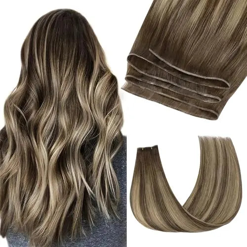 Genius Weft Hair Extensions Human Hair Invisible Blend Flat Weft