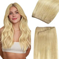 Sew in Hair Extensions Real Human Hair, Weft Hair Extensions Human Hair, 18A/60 Blonde Balayage 18inch 100g, Weft Bundles Str