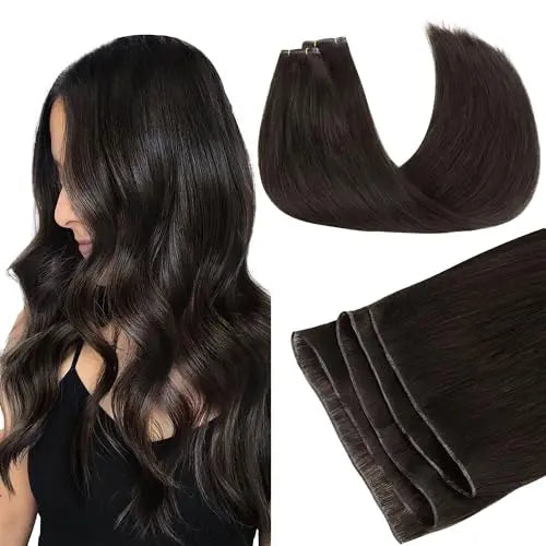 Genius Weft Hair Extensions Human Hair Invisible Blend Flat Weft