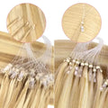 Invisible Microlink Bead Hair Extensions and Microlink Hair Extensions for Women Daily Wear, #16/22 Light Blonde Highlighted 