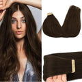 Tape-In Hair Extensions Human Hair 22" 20pcs #4A Chocolate Brown