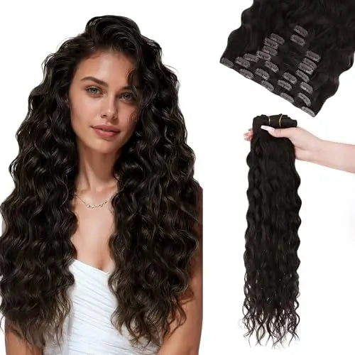 Curly Clip-In Hair Extensions Real Human Hair, 24 Inch 150g 9Pcs