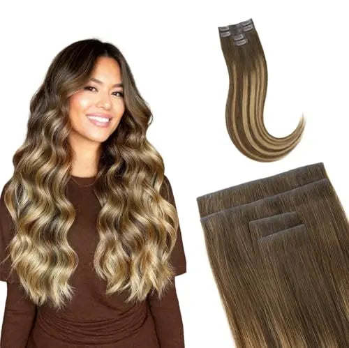 4Pcs Invisi Edge Clip Ins and 130g 7Pcs Invisi Edge Clip Ins Hair Extensions #4274-18in