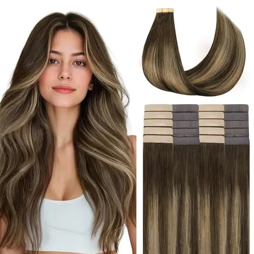 Tape-In Hair Extensions Human Hair 18" 50g 20pcs #4/27/4