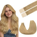 Tape-In Hair Extensions Human Hair 16" 10pcs #7 Bronde