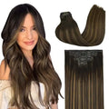 Clip-In Hair Extensions Real Human Hair, Remy Human Hair Extensions Clip ins for Women, Natural Human Hair, 16inch 130g 7Pcs,