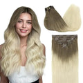 Clip-In Hair Extensions Real Human Hair, Remy Human Hair Extensions Clip ins for Women, Natural Human Hair, 14inch 120g 7Pcs,
