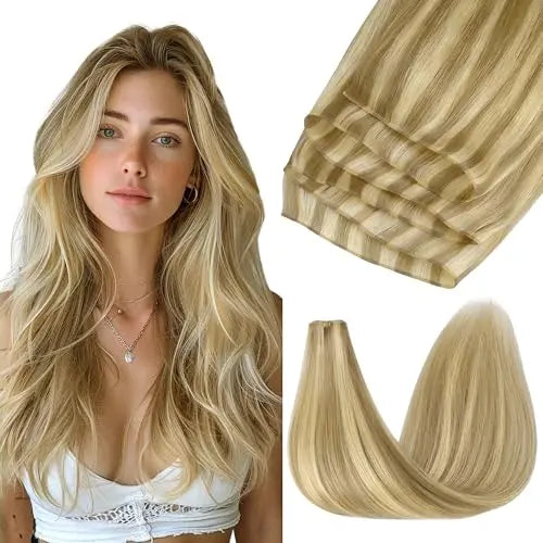 Genius Weft Hair Extensions Human Hair Invisible Blend Flat Weft