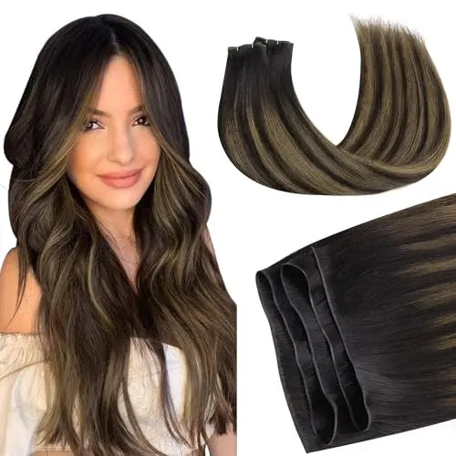Genius Weft Hair Extensions Human Hair Invisible Blend Flat Weft