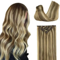 Clip-In Hair Extensions Real Human Hair, Remy Human Hair Extensions Clip ins for Women, Natural Human Hair, 20inch 120g 7Pcs,